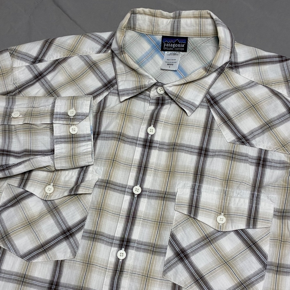 Patagonia Western Shirt Mens Large Organic Cotton Plaid Long Sleeve